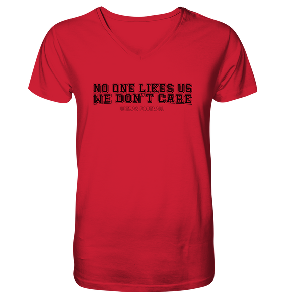 BLOCK.FC Shirt "NO ONE LIKES US WE DON´T CARE" Männer Organic V-Neck T-Shirt rot