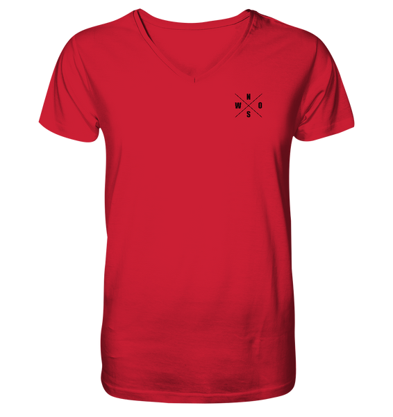 N.O.S.W. BLOCK Fanblock Shirt "ANTI HIPSTER BLOCK" Männer Organic V-Neck T-Shirt rot