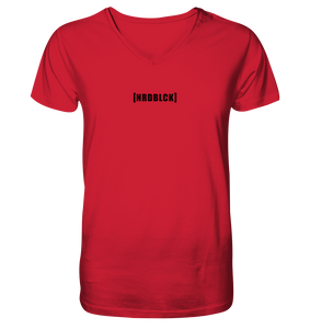 N.O.S.W. BLOCK Fanblock Shirt "[NRDBLCK]" Männer Organic V-Neck T-Shirt rot