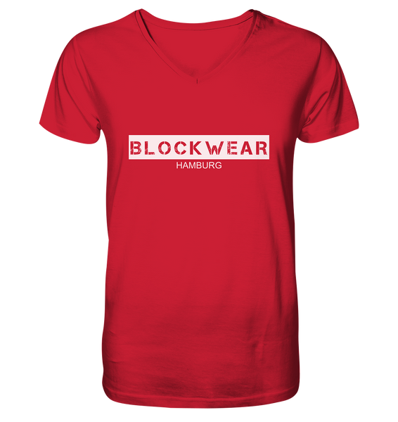 N.O.S.W. BLOCK Shirt "BLOCKWEAR HAMBURG" Männer Organic V-Neck Shirt rot