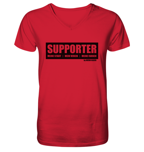 SUPPORTER Shirt "MEINE STADT | MEIN VEREIN | MEINE FARBEN" Männer Organic V-Neck T-Shirt rot