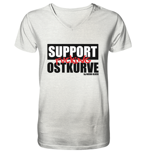 N.O.S.W. BLOCK Fanblock Shirt "SUPPORT FUCKING OSTKURVE" Männer Organic V-Neck T-Shirt cremegrau