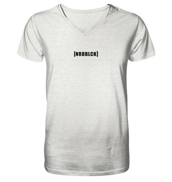 N.O.S.W. BLOCK Fanblock Shirt "[NRDBLCK]" Männer Organic V-Neck T-Shirt creme heather grau