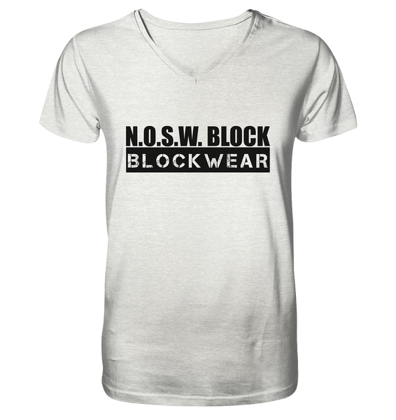 N.O.S.W. BLOCK Shirt "BLOCKWEAR" Männer Organic V-Neck T-Shirt cremegrau