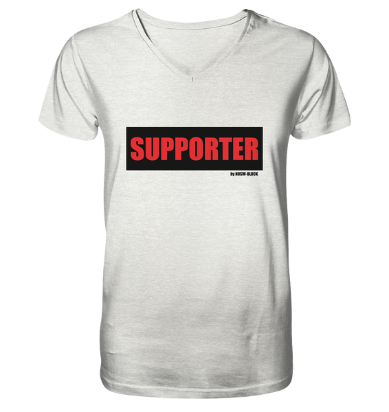 N.O.S.W. BLOCK Fanblock Shirt "SUPPORTER" Männer Organic V-Neck T-Shirt cremegrau