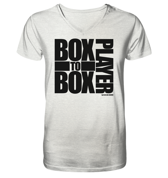 N.O.S.W. BLOCK Fanblock Shirt "BOX TO BOX PLAYER" Männer Organic V-Neck T-Shirt creme heather grau