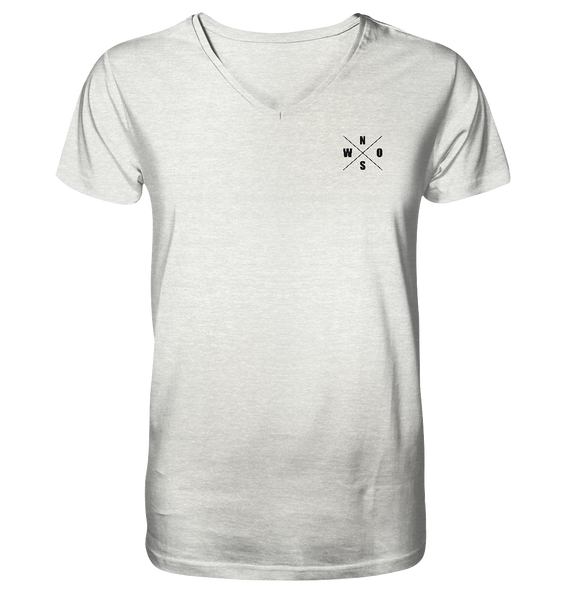 N.O.S.W. BLOCK Ultras Shirt "ULTRA BLOCK GERMANY" beidseitig bedrucktes Männer Organic V-Neck T-Shirt creme heather grau