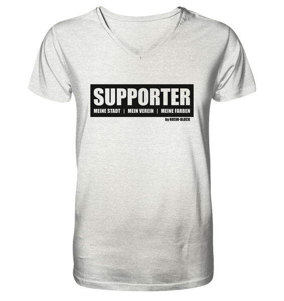 SUPPORTER Shirt "MEINE STADT | MEIN VEREIN | MEINE FARBEN" Männer Organic V-Neck T-Shirt creme heather grau