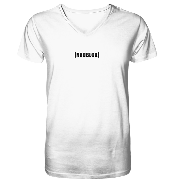 N.O.S.W. BLOCK Fanblock Shirt "[NRDBLCK]" Männer Organic V-Neck T-Shirt weiss