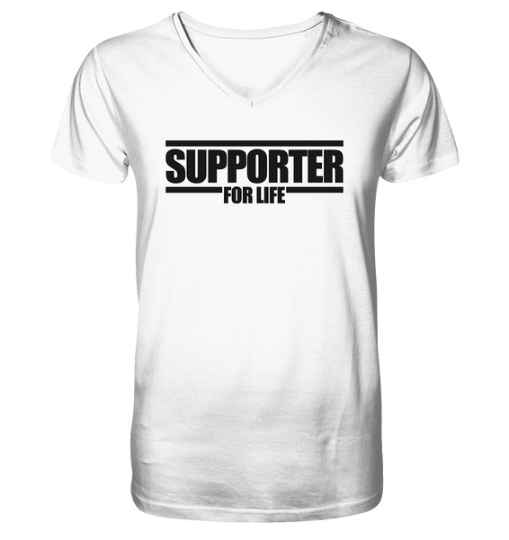 N.O.S.W. BLOCK Fanblock Shirt "SUPPORTER FOR LIFE" Männer Organic V-Neck T-Shirt weiss