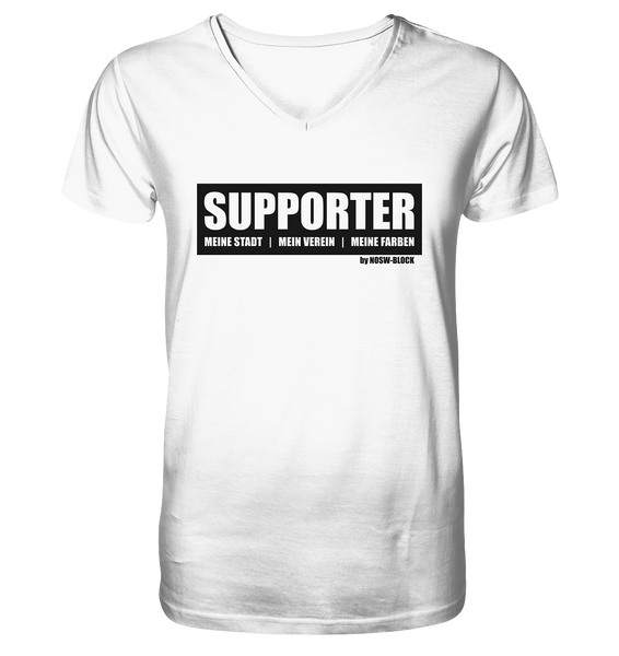SUPPORTER Shirt "MEINE STADT | MEIN VEREIN | MEINE FARBEN" Männer Organic V-Neck T-Shirt weiss
