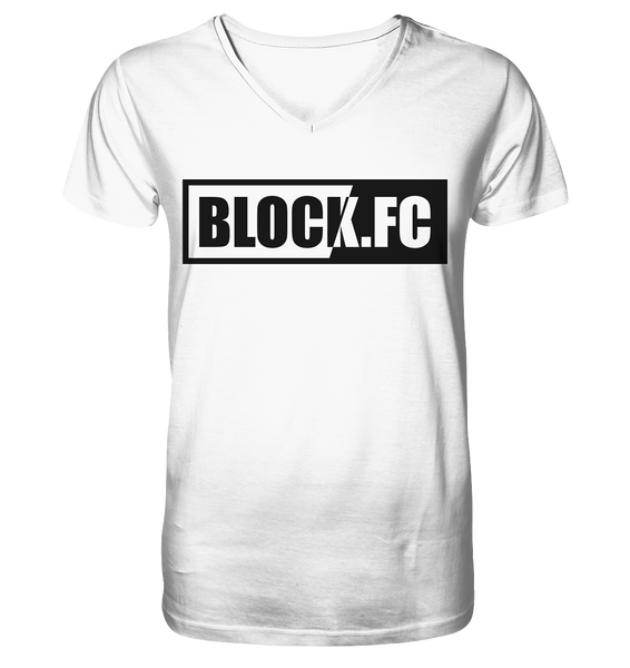 N.O.S.W. BLOCK Shirt "BLOCK.FC" Männer Organic V-Neck T-Shirt weiss