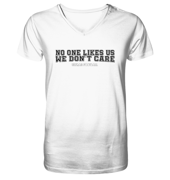 BLOCK.FC Shirt "NO ONE LIKES US WE DON´T CARE" Männer Organic V-Neck T-Shirt weiss