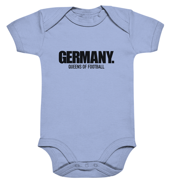 N.O.S.W: BLOCK Fanblock Body "GERMANY. QUEENS OF FOOTBALL" Organic Baby Bodysuite dusty blue