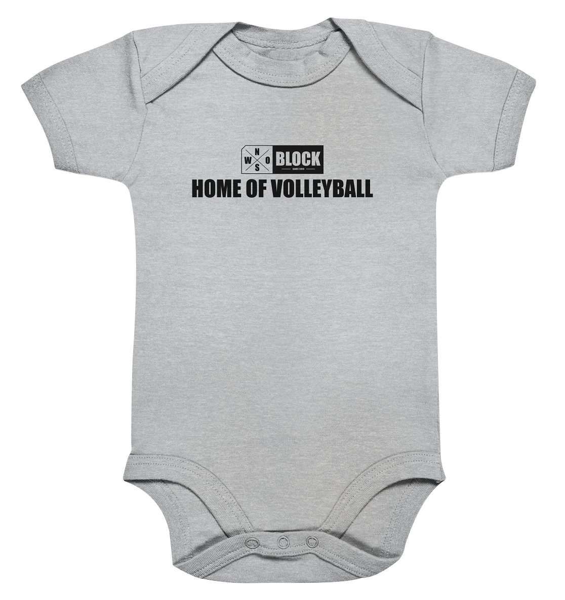 N.O.S.W. BLOCK Fanblock Body "HOME OF VOLLEYBALL" Organic Baby Bodysuite heather grau