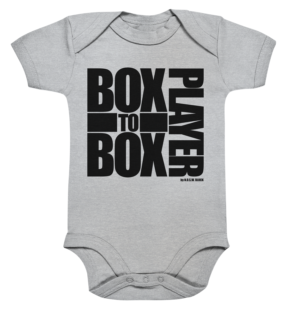 N.O.S.W. BLOCK Fanblock Body "BOX TO BOX PLAYER" Organic Baby Bodysuite heather grau