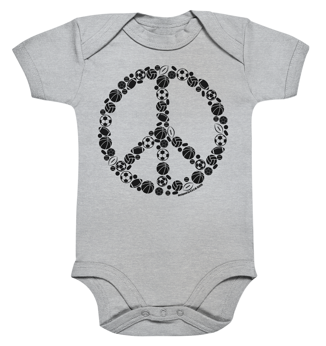 N.O.S.W. BLOCK Body "SPORTS FOR PEACE" Organic Baby Bodysuite heather grau