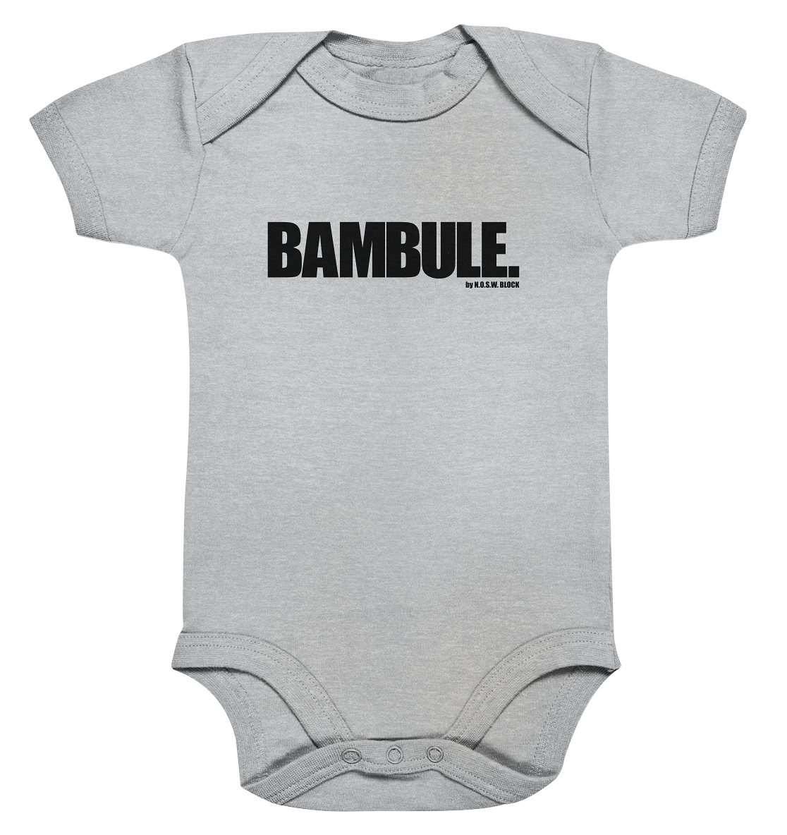 N.O.S.W. BLOCK Fanblock Body "BAMBULE." Organic Baby Bodysuite heather grau