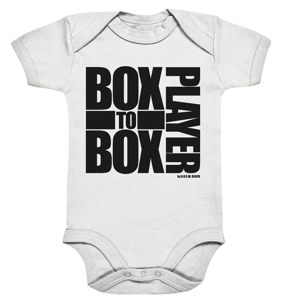 N.O.S.W. BLOCK Fanblock Body "BOX TO BOX PLAYER" Organic Baby Bodysuite weiss