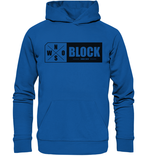 N.O.S.W. BLOCK Logo Hoodie Männer Organic Basic Kapuzenpullover blau