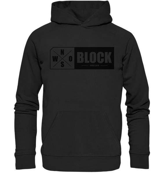 N.O.S.W. BLOCK Logo Hoodie Männer Organic Basic Kapuzenpullover schwarz