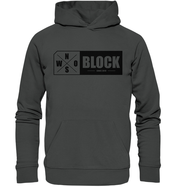 N.O.S.W. BLOCK Logo Hoodie Männer Organic Basic Kapuzenpullover anthrazit