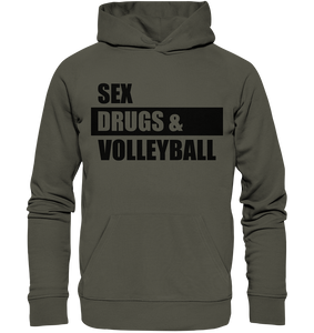 N.O.S.W. BLOCK Fanblock Hoodie "SEX, DRUGS & VOLLEYBALL" Männer Organic Basic Kapuzenpullover khaki