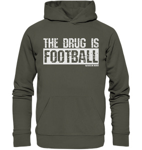 N.O.S.W. BLOCK Fanblock Hoodie "THE DRUG IS FOOTBALL" Männer Organic Basic Kapuzenpullover khaki