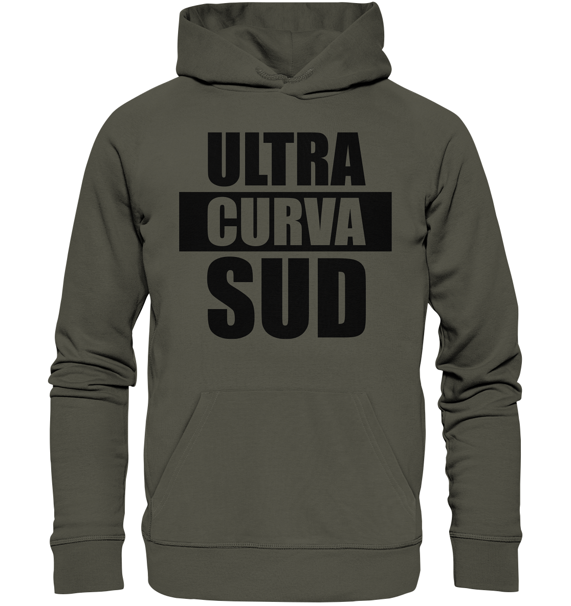 N.O.S.W. BLOCK Ultras Hoodie "ULTRA CURVA SUD" Männer Organic Basic Kapuzenpullover khaki