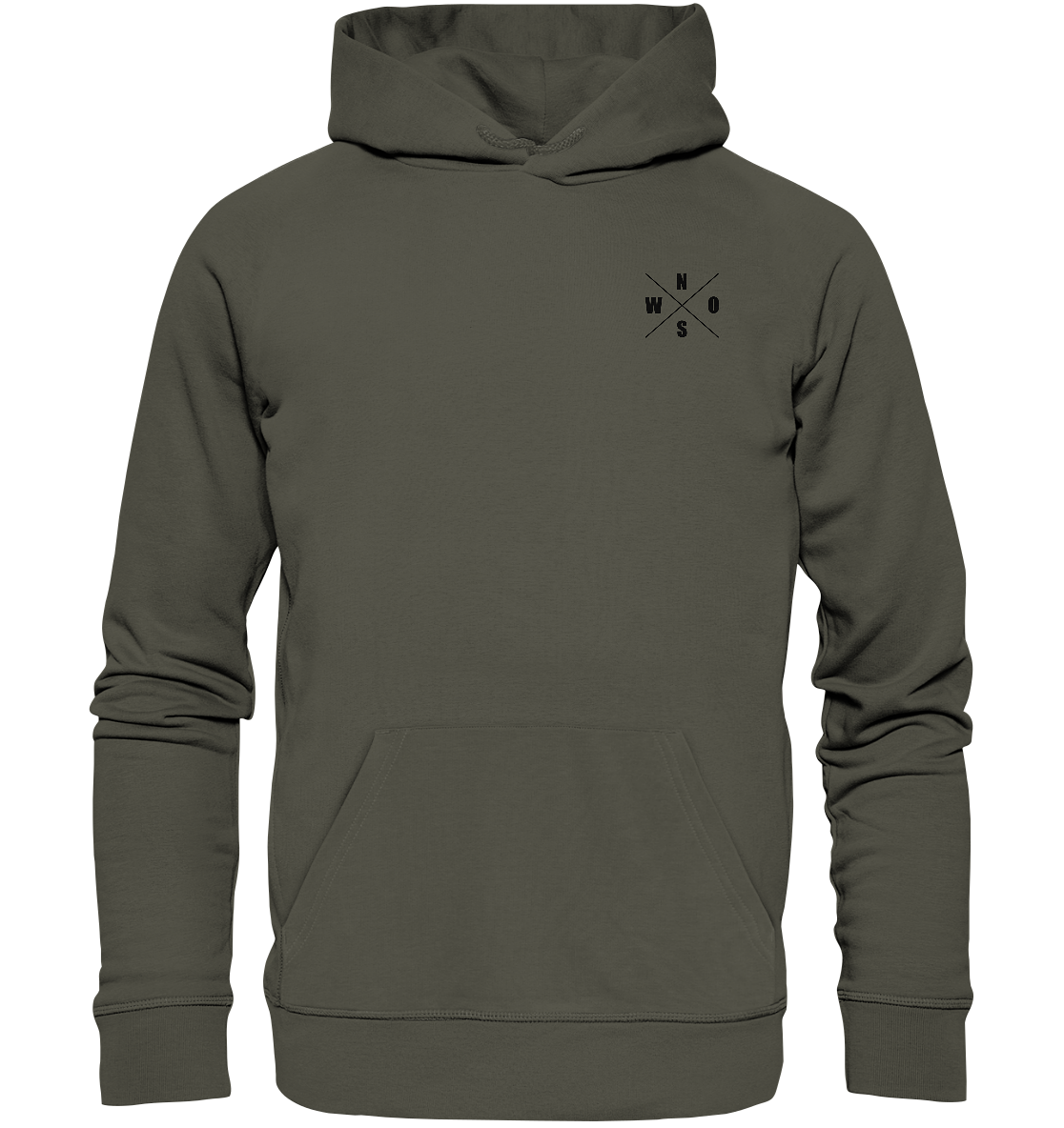 N.O.S.W. BLOCK Ultras Hoodie "ULTRA BLOCK GERMANY" beidseitig bedruckter Männer Organic Basic Kapuzenpullover khaki