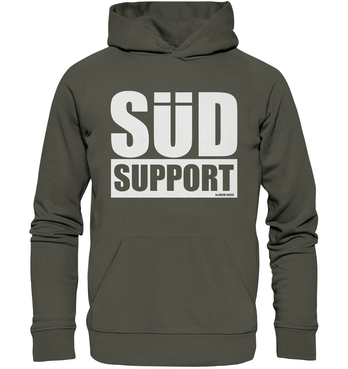 N.O.S.W. BLOCK Fanblock Hoodie "SÜD SUPPORT" Männer Organic Basic Kapuzenpullover khaki