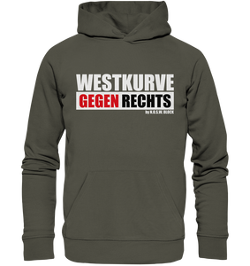 N.O.S.W. BLOCK Gegen Rechts Hoodie "WESTKURVE GEGEN RECHTS" Männer Organic Basic Kapuzenpullover khaki