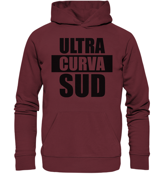 N.O.S.W. BLOCK Ultras Hoodie "ULTRA CURVA SUD" Männer Organic Basic Kapuzenpullover weinrot