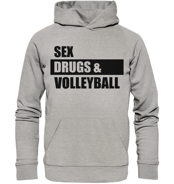 N.O.S.W. BLOCK Fanblock Hoodie "SEX, DRUGS & VOLLEYBALL" Männer Organic Basic Kapuzenpullover heather grau