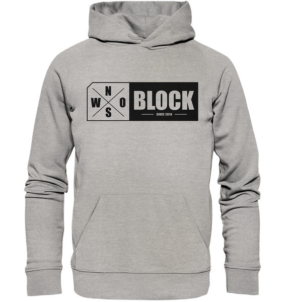 N.O.S.W. BLOCK Logo Hoodie Männer Organic Basic Kapuzenpullover heather grau