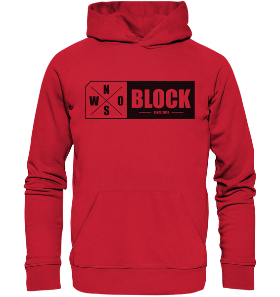 N.O.S.W. BLOCK Logo Hoodie Männer Organic Basic Kapuzenpullover rot