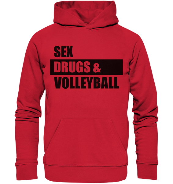 N.O.S.W. BLOCK Fanblock Hoodie "SEX, DRUGS & VOLLEYBALL" Männer Organic Basic Kapuzenpullover rot