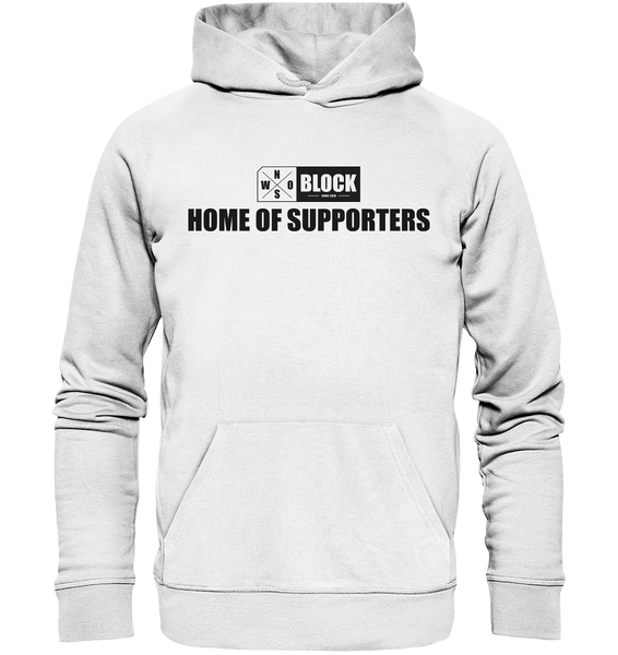 N.O.S.W. BLOCK Hoodie "HOME OF SUPPORTERS" Männer Organic Basic Kapuzenpullover weiss