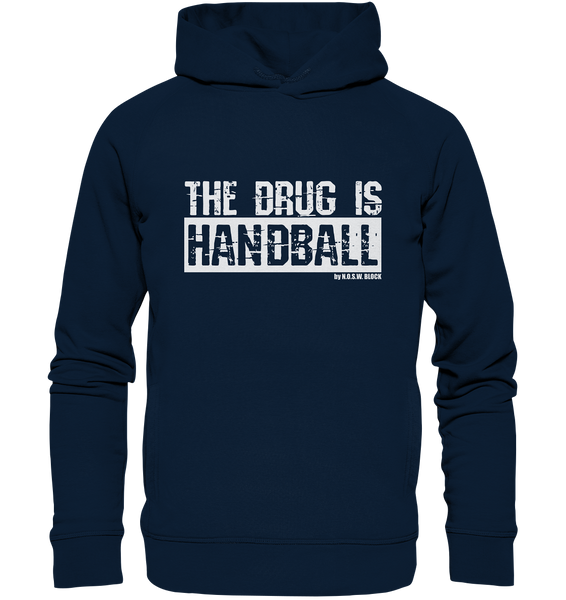 N.O.S.W. BLOCK Fanblock Hoodie "THE DRUG IS HANDBALL" Girls Organic Fashion Kapuzenpullover navy