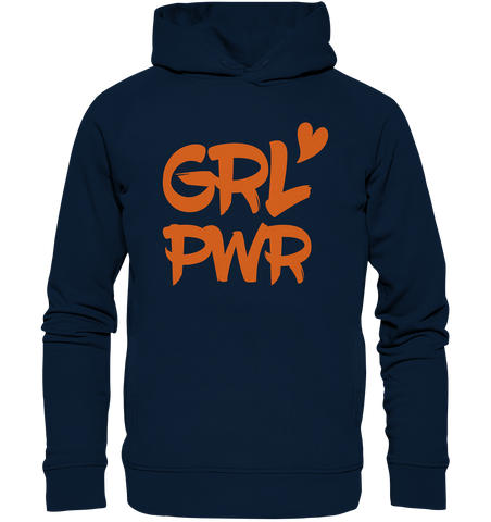 N.O.S.W. BLOCK Girls Hoodie "GRL PWR" Organic Fashion Kapuzenpullover navy