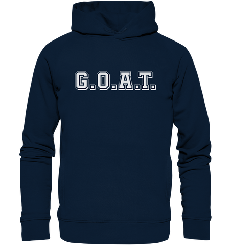 N.O.S.W. BLOCK Teamsport Hoodie "G.O.A.T." Männer Organic Fashion Kapuzenpullover navy