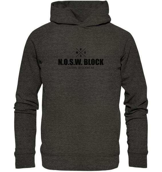 N.O.S.W. BLOCK Hoodie "CREW NULL40" Männer Organic Fashion Kapuzenpullover dark heather grau