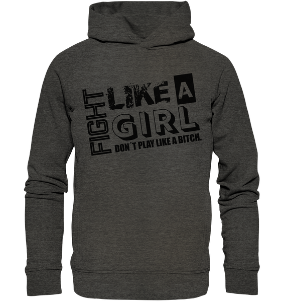 Teamsport Hoodie "FIGHT LIKE A GIRL" Girls Organic Fashion Kapuzenpullover dark heather grau