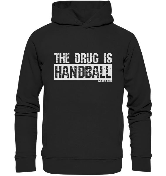 N.O.S.W. BLOCK Fanblock Hoodie "THE DRUG IS HANDBALL" Girls Organic Fashion Kapuzenpullover schwarz