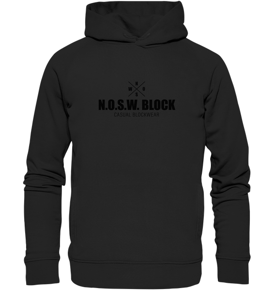 N.O.S.W. BLOCK Hoodie "CREW NULL40" Männer Organic Fashion Kapuzenpullover schwarz