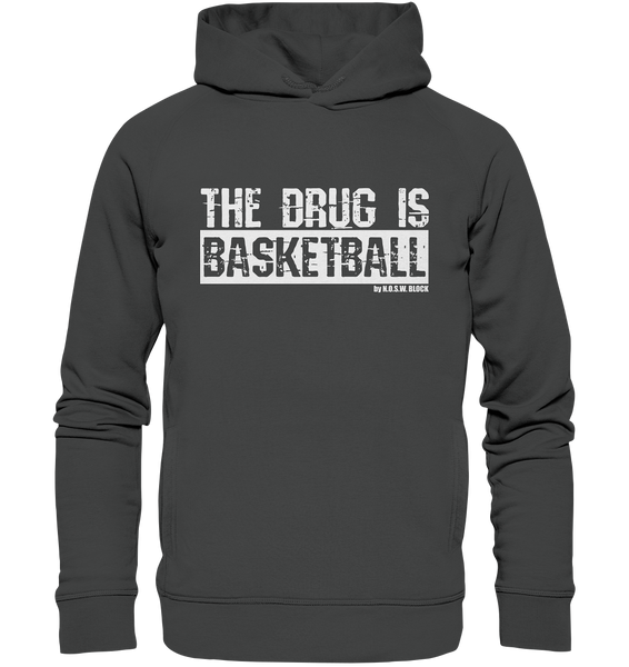 N.O.S.W. BLOCK Fanblock Hoodie "THE DRUG IS BASKETBALL" Männer Organic Fashion Kapuzenpullover anthrazit