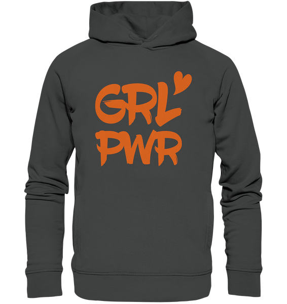 N.O.S.W. BLOCK Girls Hoodie "GRL PWR" Organic Fashion Kapuzenpullover anthrazit