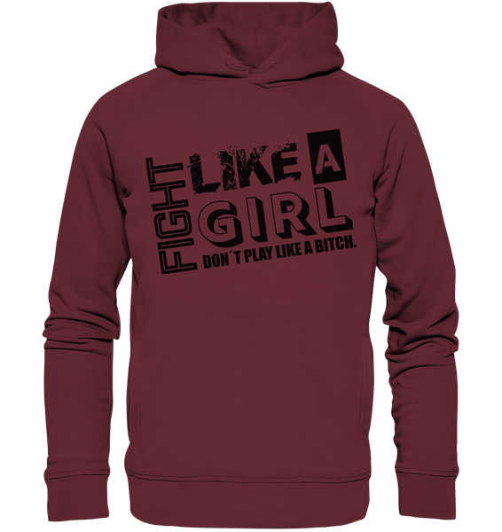 Teamsport Hoodie "FIGHT LIKE A GIRL" Girls Organic Fashion Kapuzenpullover weinrot