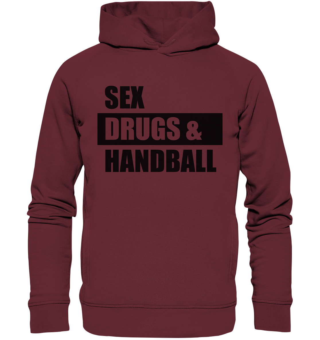 N.O.S.W. BLOCK Fanblock Hoodie "SEX, DRUGS & HANDBALL" Männer Organic Fashion Hoodie weinrot