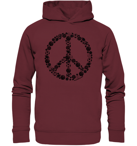 N.O.S.W. BLOCK Hoodie "SPORTS FOR PEACE" Männer Organic Kapuzenpullover weinrot